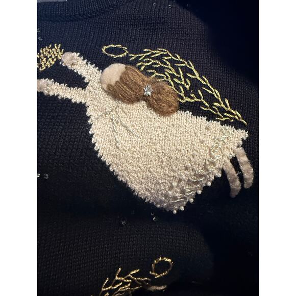 Carroll Reed Angel Cardigan, Embroidered Beaded Christmas Holiday, Size Large - Picture 7 of 8